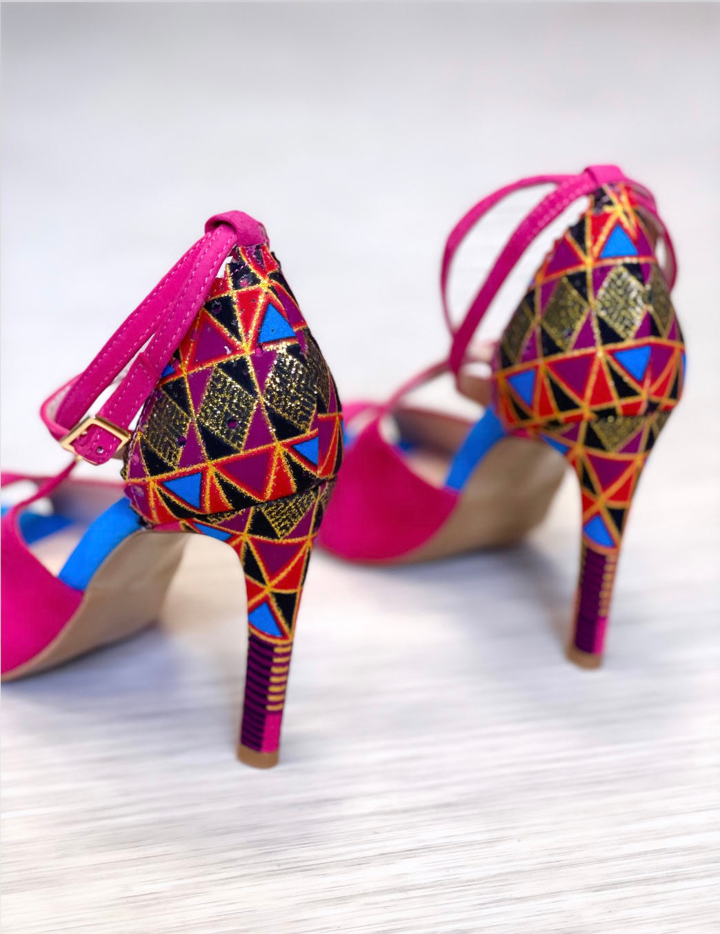 Himba - Chaussures danse kizomba femme KUDIA en cuir et Wax