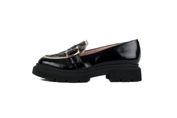 Mocassins sehalin semelle épaisse cuir et tissu tissé jacquard