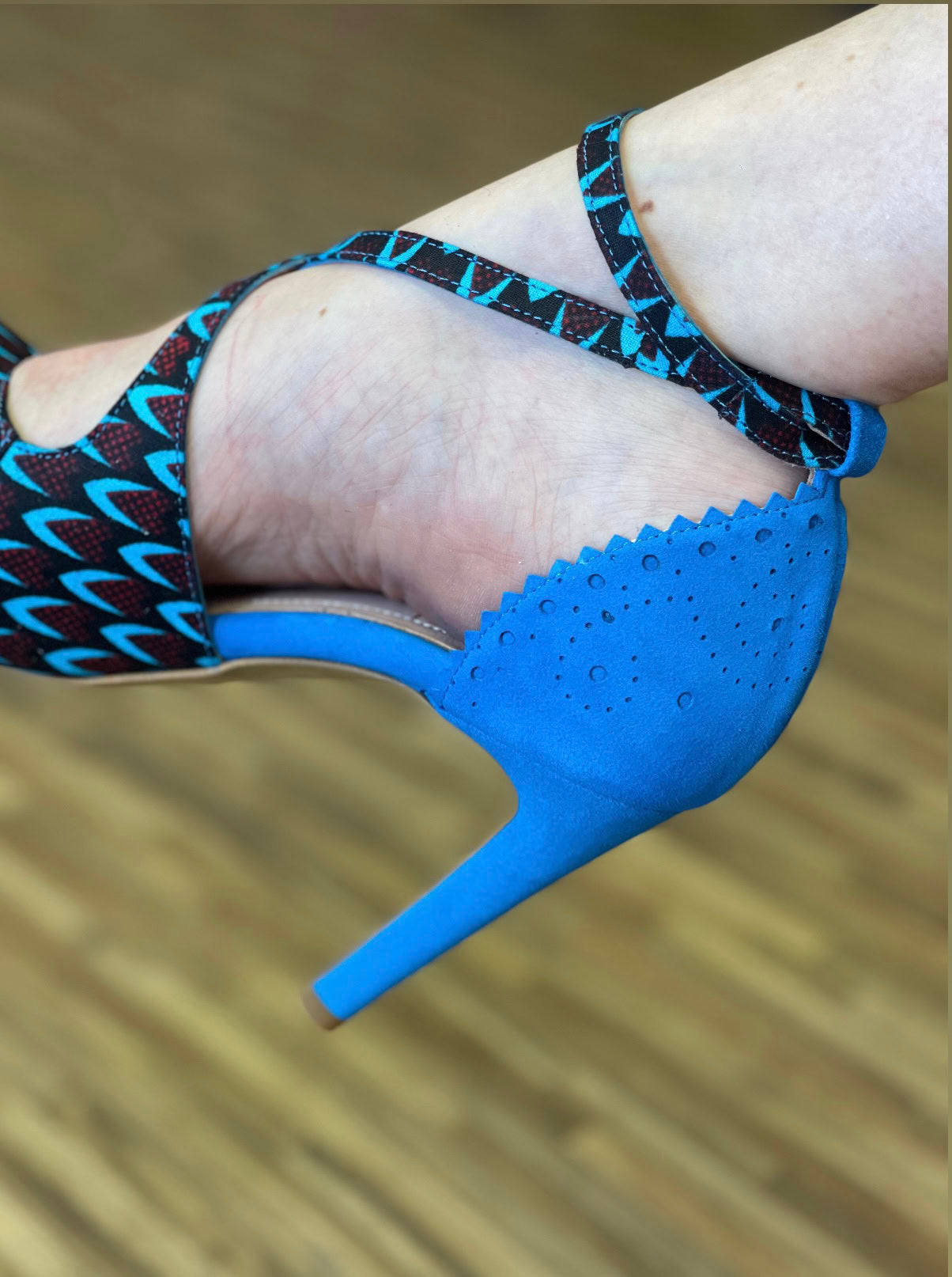 Escarpins de danse femme,cuir, tissu ethnique,Himba Shoes