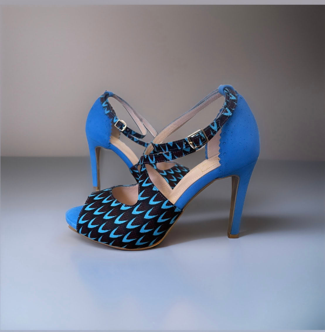 Escarpins de danse femme,cuir, tissu ethnique,Himba Shoes