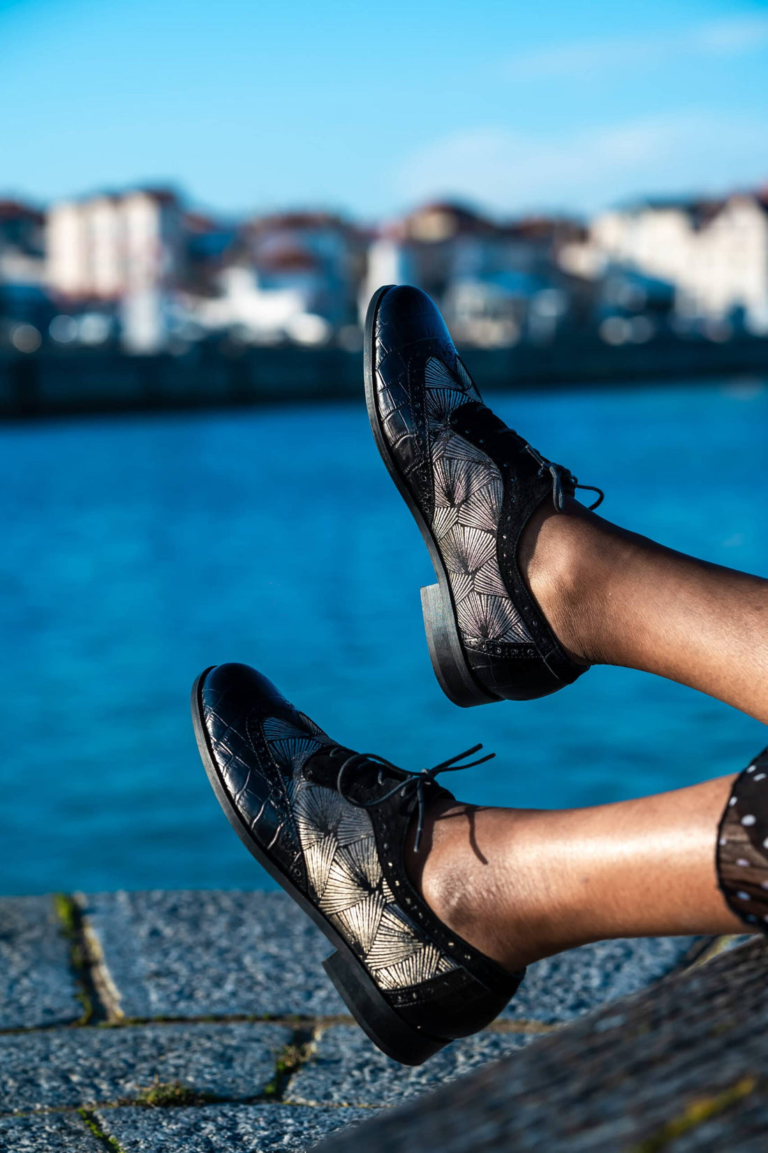 Himba Fashion - Derbies FORGBA en cuir et tissu Jacquard