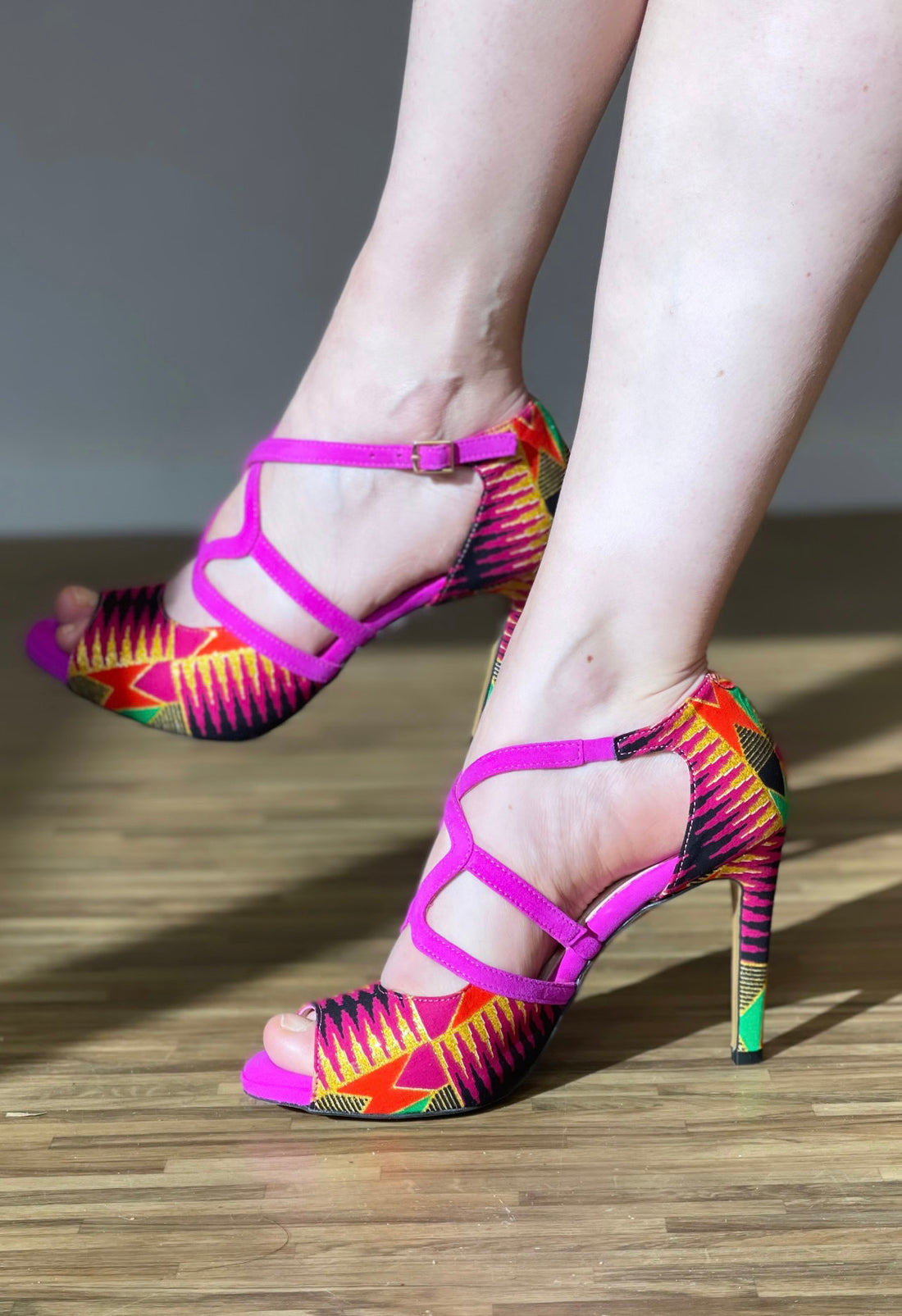 Himba Fashion - Chaussures de Danse Kizomba Femme MIKATE en cuir et Wax