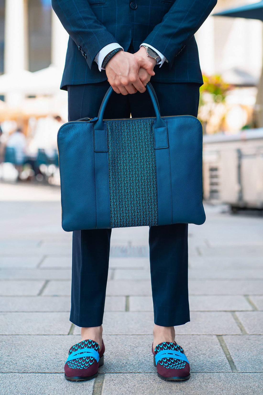 Sac en cuir et Wax LUANDA de la marque de chaussures et sacs Himba Fashion.