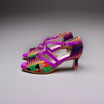Escarpins Mikatinho: Élégance et confort en cuir daim bleu et fuchsia, idéals pour la danse de salon, Kizomba, salsa, tango Fabriqués main au Portugal.