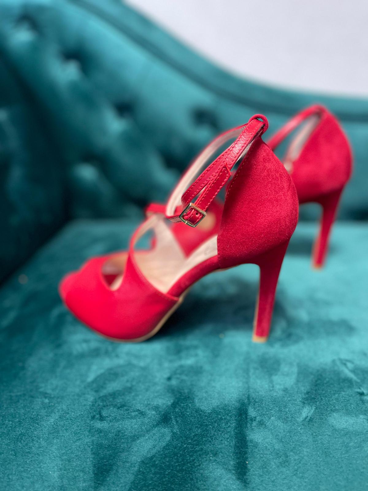 Himba - Chaussures Danse Kizomba cuir véritable rouge