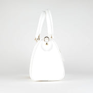 Sac Zygo en cuir blanc et tissu wax multicolore