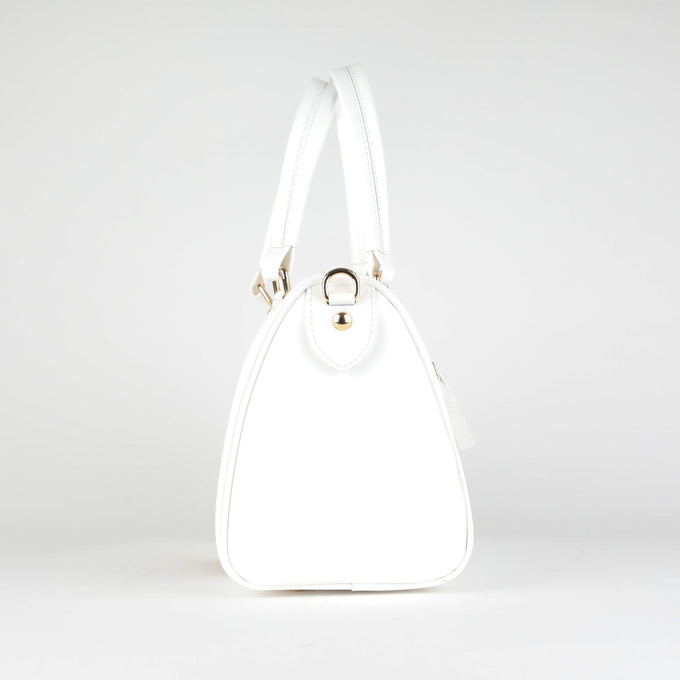 Sac Zygo en cuir blanc et tissu wax multicolore