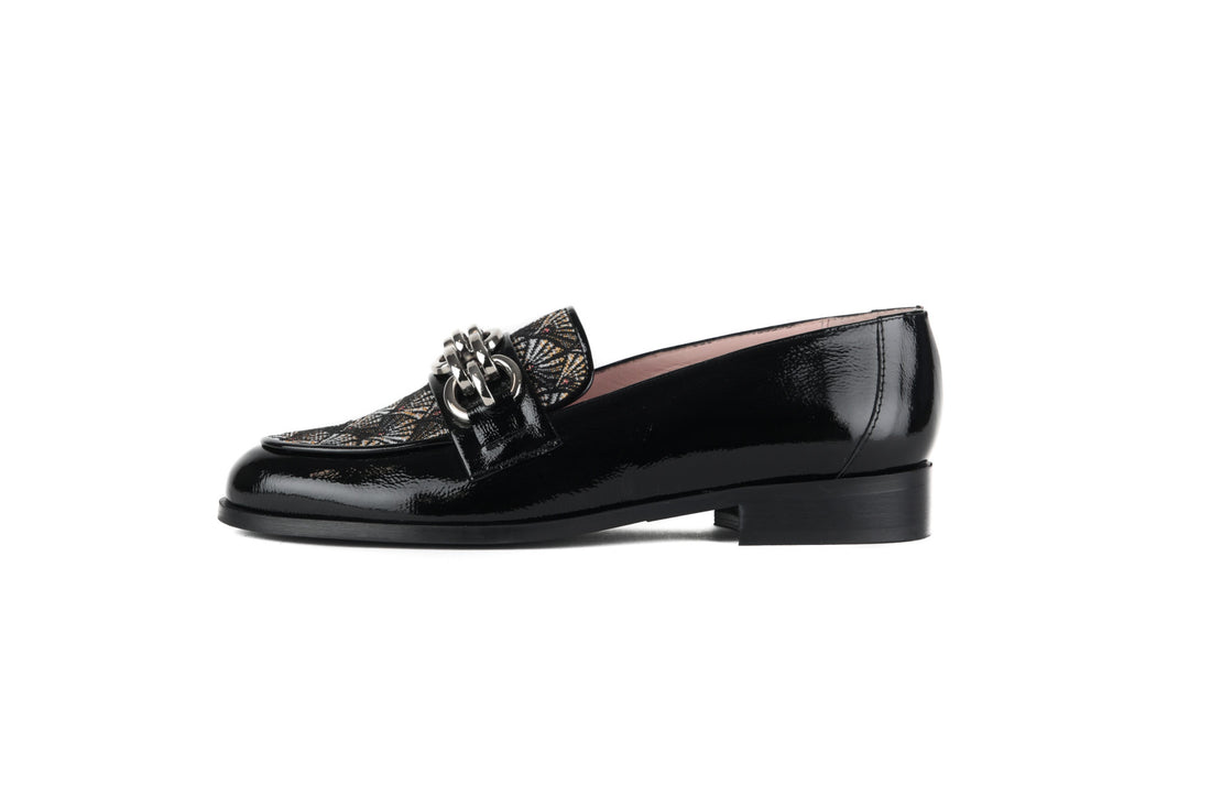 Mocassins GOHALIN cuir et tissu Jacquard