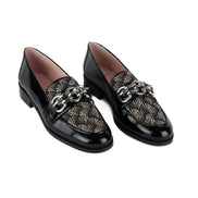 Mocassins GOHALIN cuir et tissu Jacquard tissé multicolore.