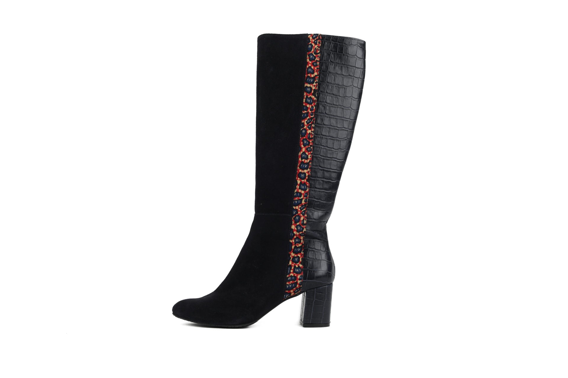 Bottes Femme en cuir marine et tissu Wax SKINBA - HIMBA SHOES