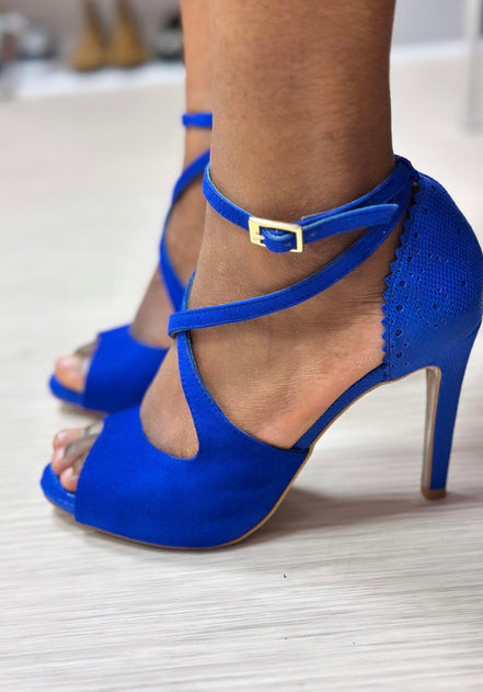 Himba Fashion - Chaussures Danse Kizomba Femme en cuir bleu électrique