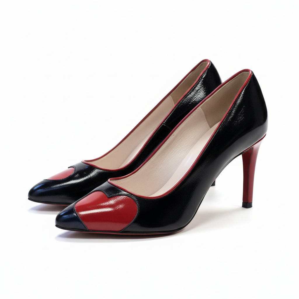 Escarpins NZAU cœur rouge cuir verni