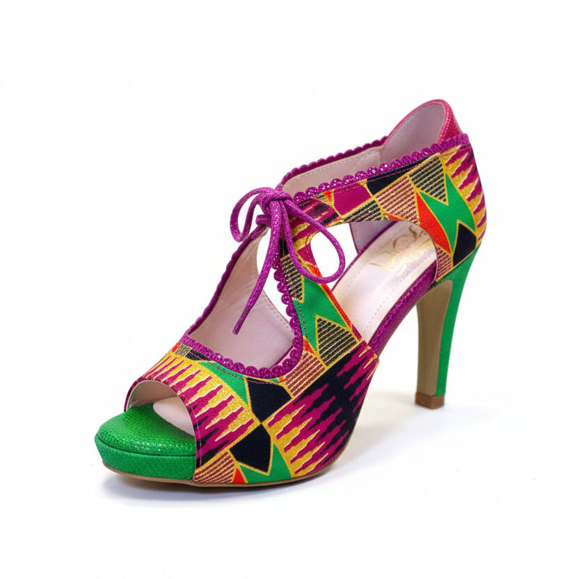 Escarpin TUPODES : Élégance et confort en cuir daim Rose et fuchsia, idéals pour la danse Kizomba. Fabriqués main au Portugal.