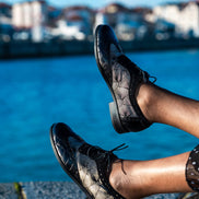 Himba Fashion - Derbies FORGBA en cuir et tissu Jacquard