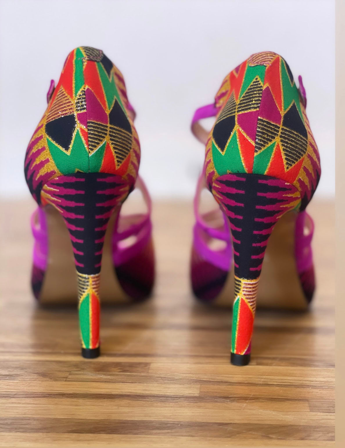 Himba Fashion - Chaussures de Danse Kizomba Femme MIKATE en cuir et Wax