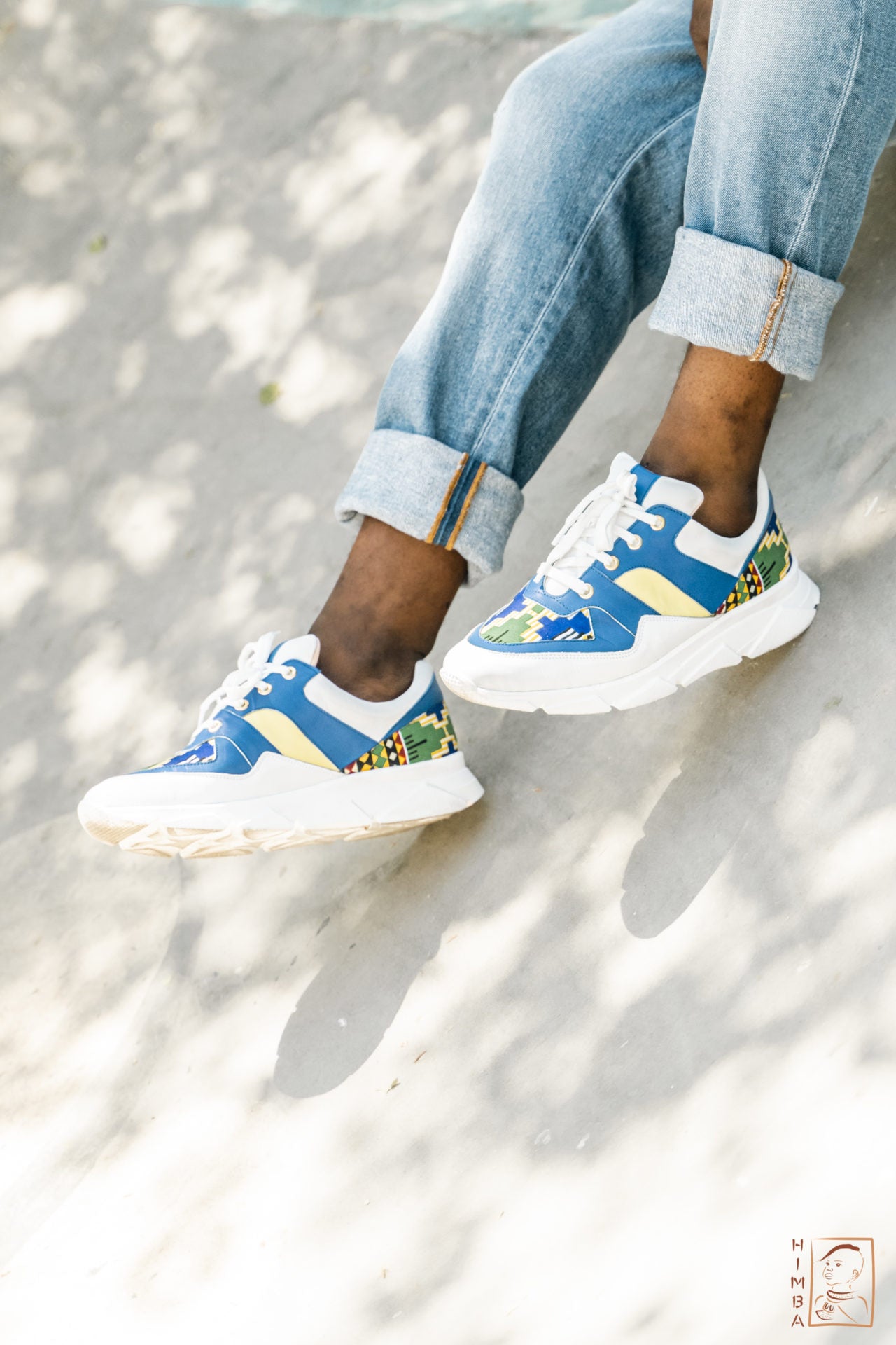 Himba baskets en cuir et tissu africain kente