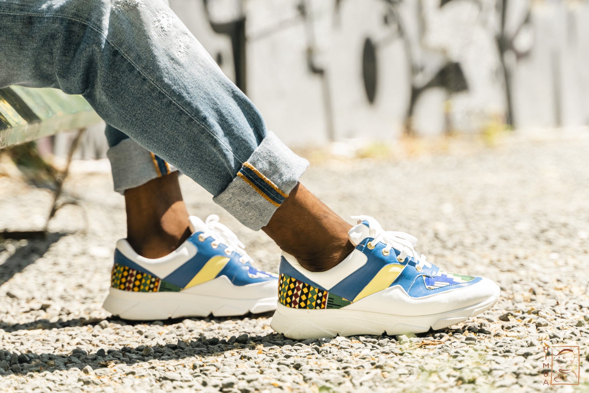 baskets en cuir et wax kente