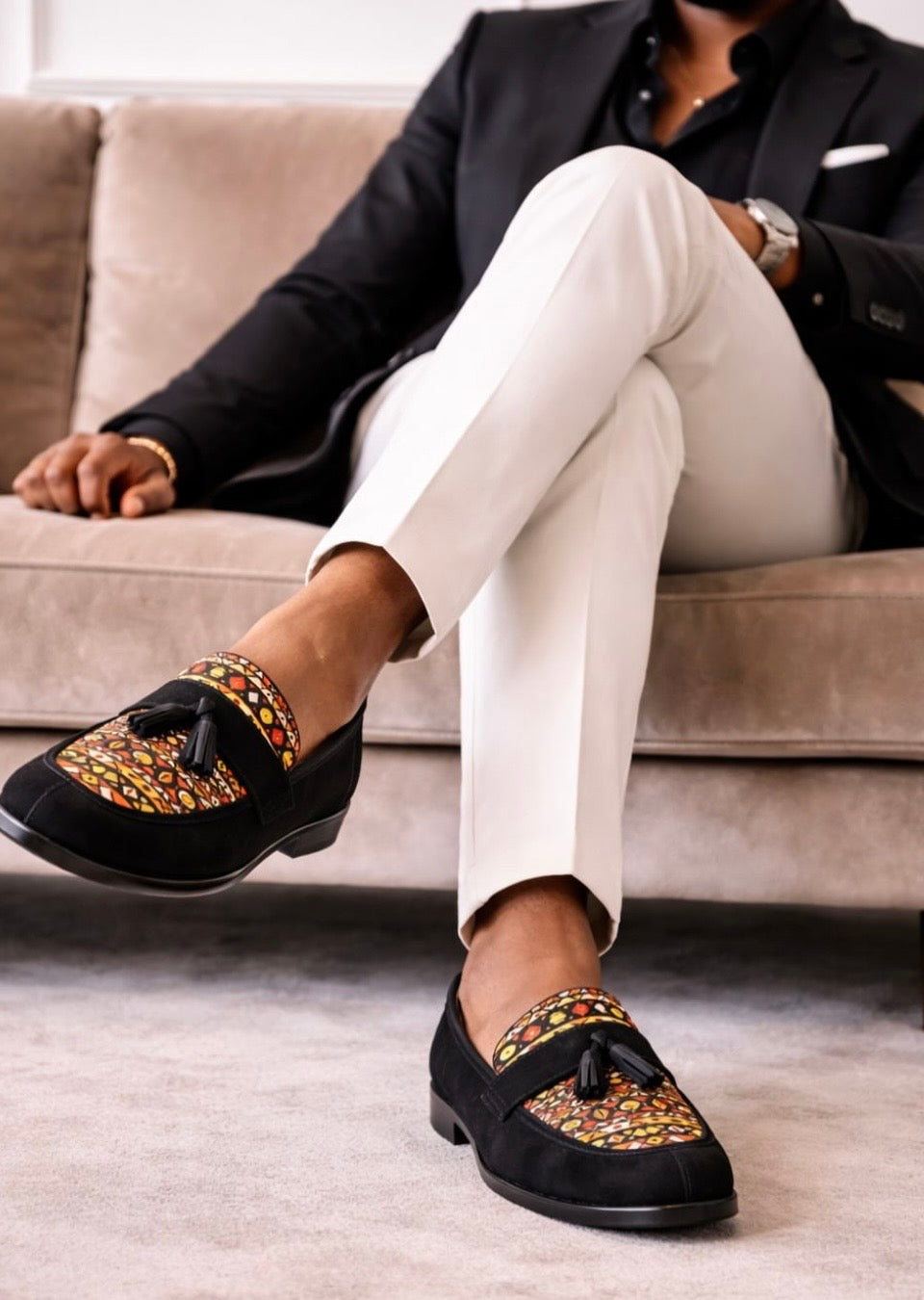 Mocassins Himba Cabinda portés, Samakaka intégral, collection capsule NSI