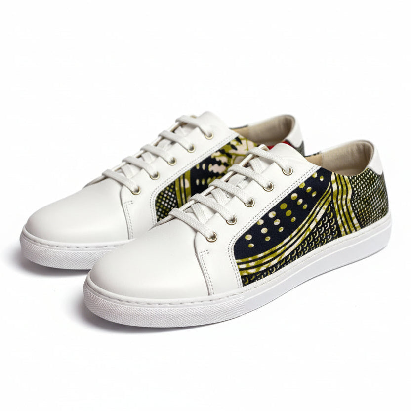 Sneakers NAMIBE – Fusion d’Élégance Artisanale et Design Unique en Cuir Wax