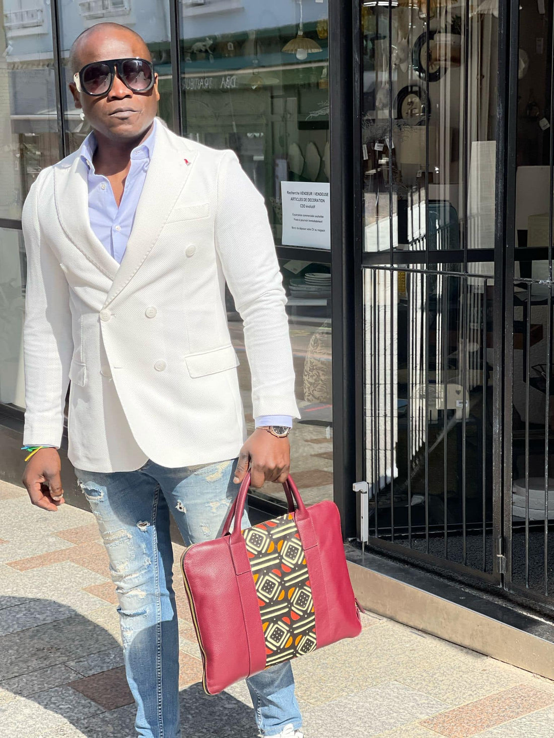 Sac ordinateur pour homme et femme en cuir et wax