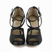 Chaussures danse kizomba Susaba vue face - Noir paillettes élégant - Himba Fashion