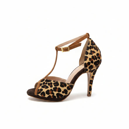 Escarpins KALUNGA motif léopard - cuir artisanal imprimé - talon 9cm - vue de profil - HIMBA Fashion