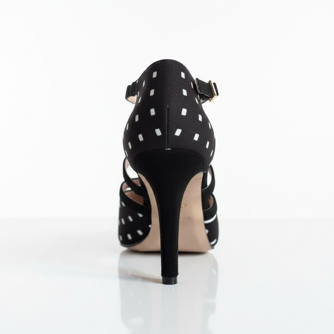 Escarpins kizomba Aptabogo vue profil - Talon stable bride croisée bogolan - Himba Fashion