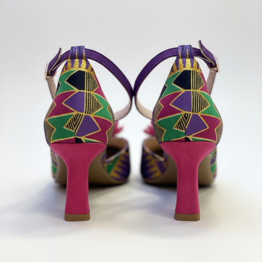 Escarpins kizomba Weya violet vue profil - Talon stable bride cheville wax - Himba Fashion