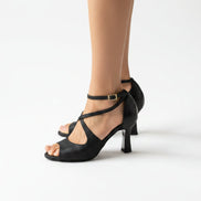 Escarpins SUSABINHA noirs - cuir artisanal et pailleté - talon 6cm - vue chaussure portée - HIMBA Fashion