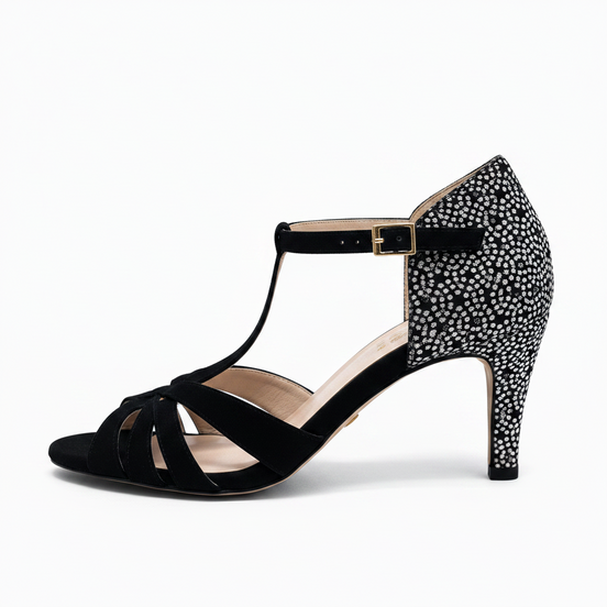Escarpins WEZINHA cuir tissu Jacquard français talon 5cm - Vue principale - Chaussures danse kizomba confort - Himba Fashion