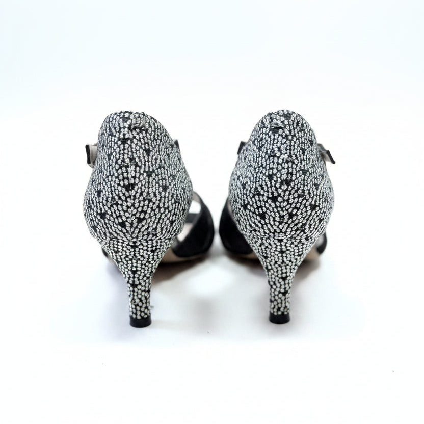 Escarpins WEZINHA cuir tissu Jacquard français talon 5cm - Vue principale - Chaussures danse kizomba confort - Himba Fashion