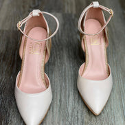 Escarpins YUKI NACRE en cuir blanc nacré doré et pailleté