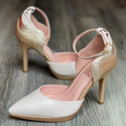 Escarpins YUKI NACRE en cuir blanc nacré doré et pailleté
