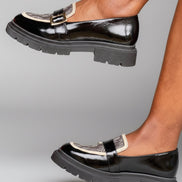 Mocassins sehalin semelle épaisse cuir et tissu tissé jacquard