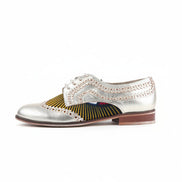 Derbies derby cuir doré et tissu wax