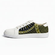 Sneakers NAMIBE blanches et multicolores - cuir et wax - vue de profil HIMBA Fashion