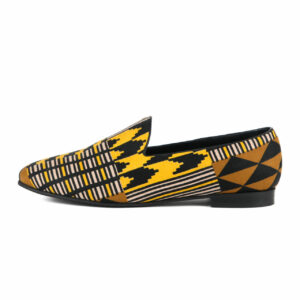 Himba Shoes - Mocassins - Mocassins ISIRO - Des chaussures pour hommes en cuir et tissu Bogolan idéales pour la danse Kizomba, Semba et Ginga.