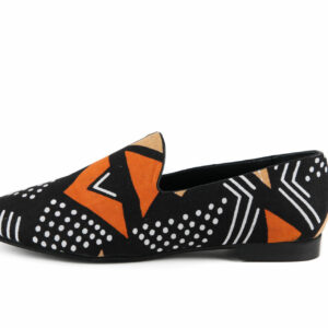 Himba Shoes - Mocassins - Mocassins AVILO en cuir et tissu ethnique Bogolan.